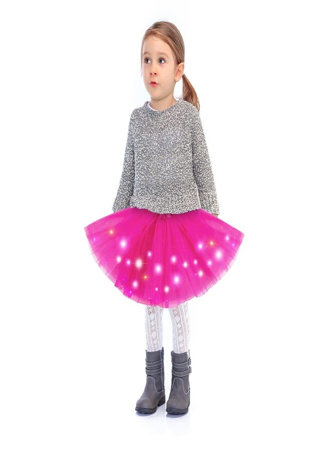 Bybyseno Girl Tutu Skirt, Light Up LED Ballet Tutu Skirt 2-8 Years Fluffy Ballet Dress Up Costume for Kids Party 3-Layer Multicolor Tutu Skirts (Rose) - Image 3